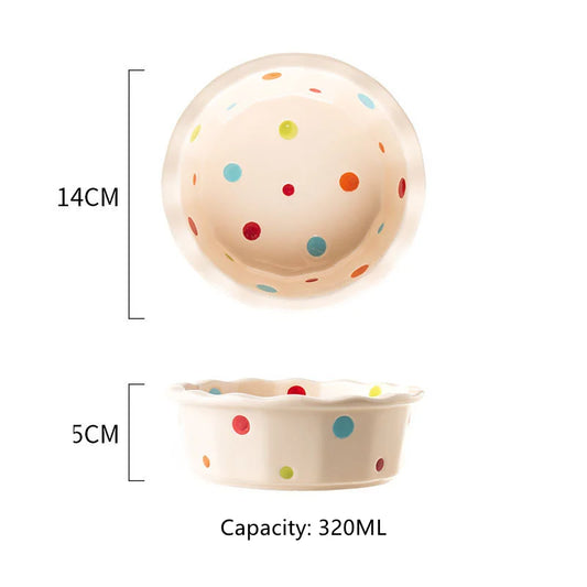 Cute Pets Double Bowl Dog Cat Food Water Feeder Stand Raised Ceramic Dish Bowl Wooden Table Pet Supplies