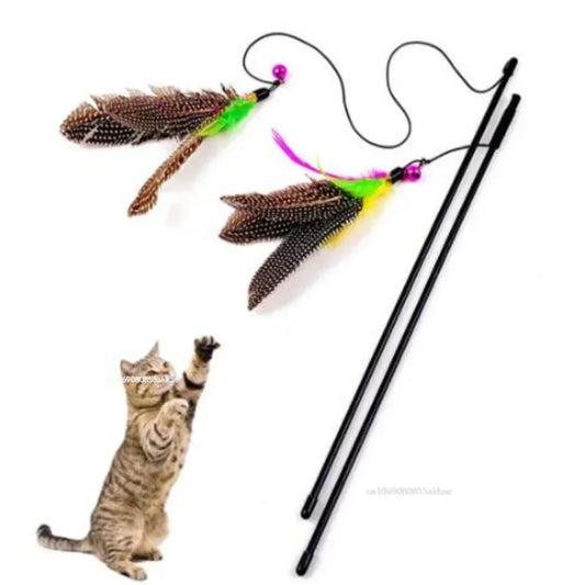 Funny Kitten Toys Cat Teaser Interactive Toy Rod with Bell and Feather Toys for Cats Teaser Interactive Toy Rod Cats Gatos Stick