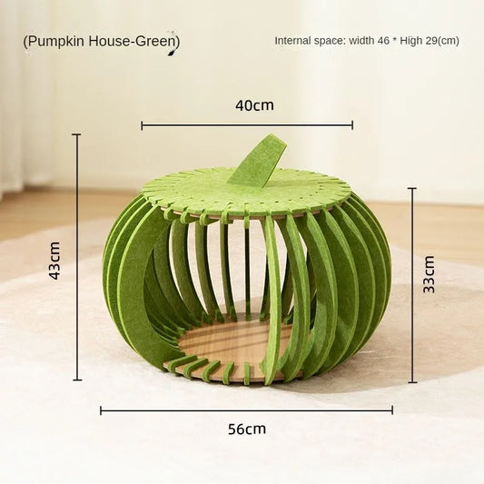 Pumpkin House Felt Cat Nest Fresh and Breathable Cat Bed Semi-enclosed Summer Pet Nest Practical Pet Furniture cat bed