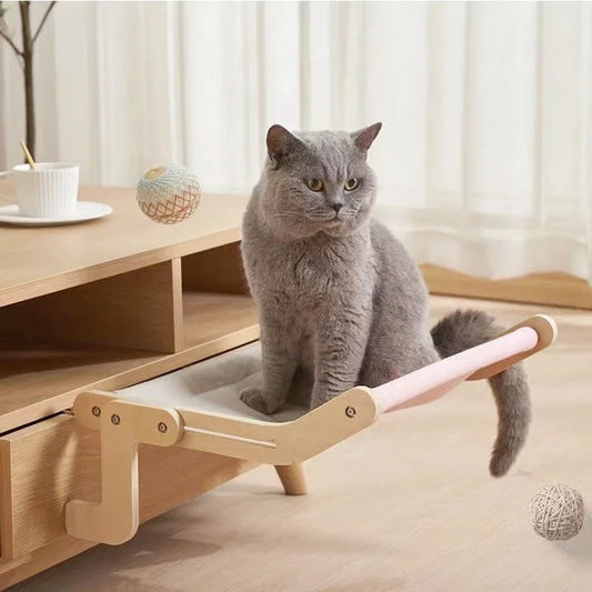 Hanging Pet Cat Bed Window Hammock Sofa House Furniture Kitten Indoor Washable Removable Seat Wooden Sleeping Bed Perch Shelves