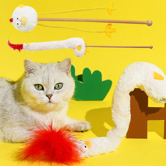 Colorful Cat Teaser Wands Anti-stress Pet Toys For Indoor Outdoor For Indoor Outdoor