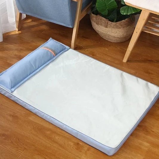 Summer Pet Cool Mattress Orthopedic Memory Foam Pet Sofa with Pillow Heat Dissipation Breathable Waterproof Removable Washable