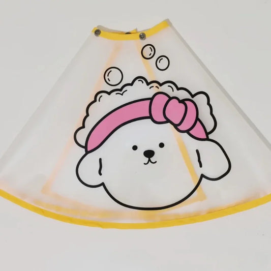 Pet Costume Adjustable Pet Cloak Cartoon Print Waterproof Dog Grooming Cape Transparent Polyester Pet Haircut Cape Facial Care